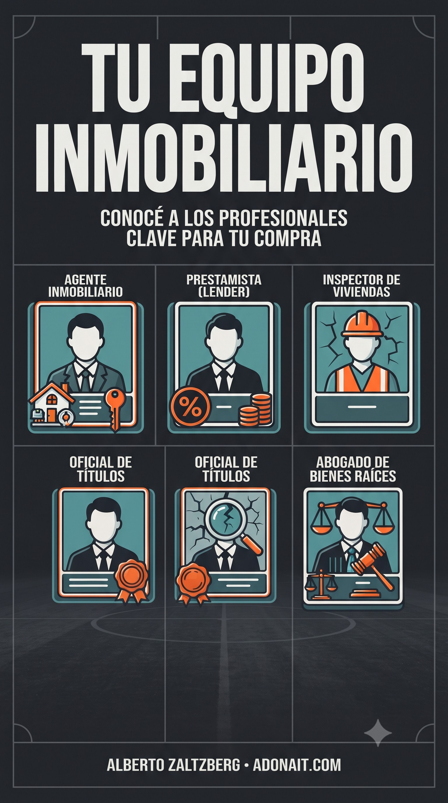 Tu Equipo Inmobiliario: Agente, Prestamista, Inspector, Título y Abogado